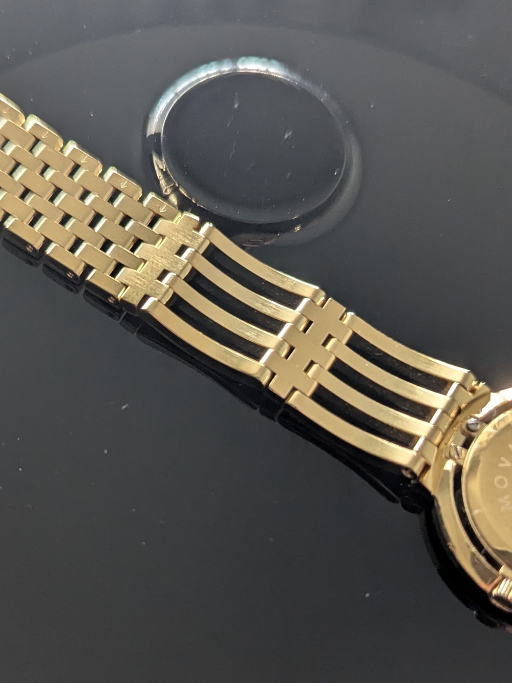 Movado Watch Women’s Gold Black Dial Diamond Bracelet $2795 - Picture 11 of 16